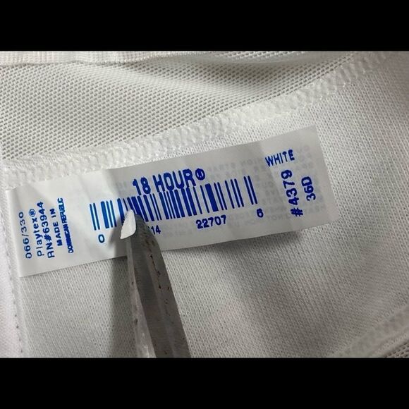 PLAYTEX, 18 Hour White Bra, Sz 36D, No Underwire, Hook & Eye front closure, - Picture 9 of 11